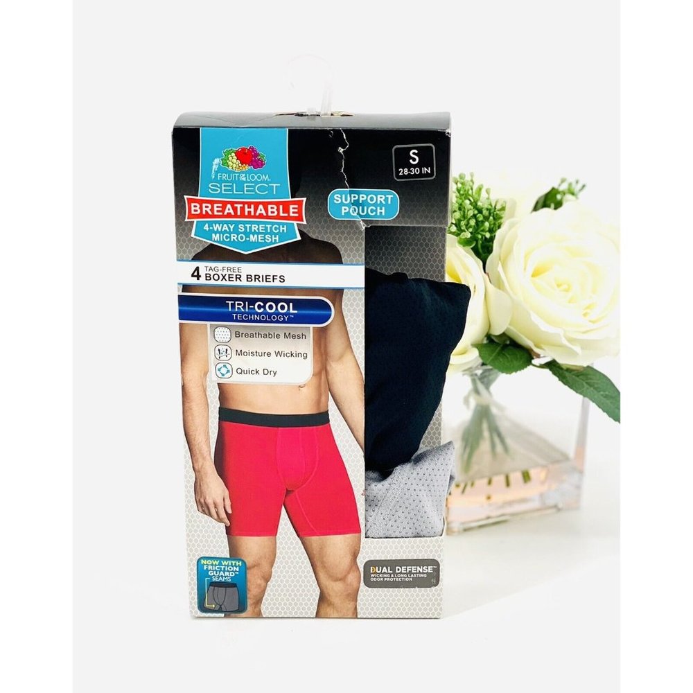Fruit of the Loom Men's 2-Pk Select Breathable Micro-Mesh Boxer Brief Size Small